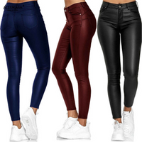 Leather stretch pants with high waist – Raffaela
