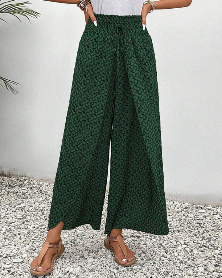 Women's pants with high waist & geometric pattern – Sapphira