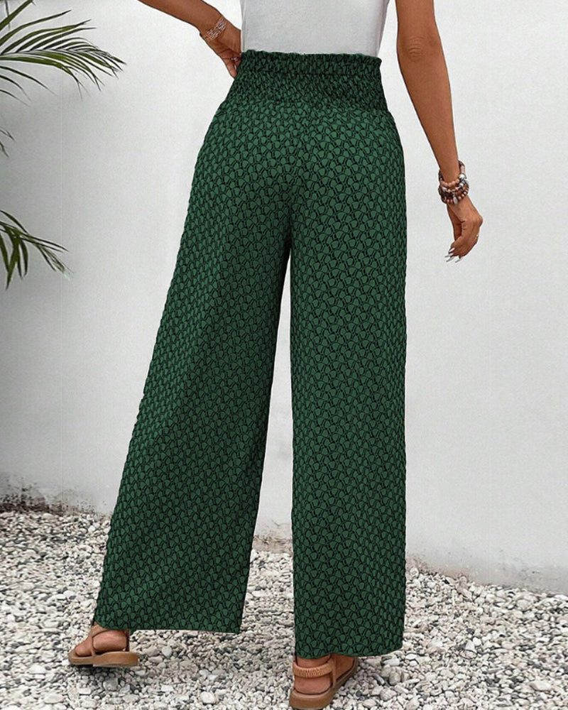 Women's pants with high waist & geometric pattern – Sapphira