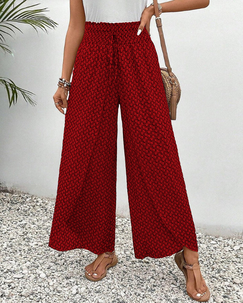 Women's pants with high waist & geometric pattern – Sapphira