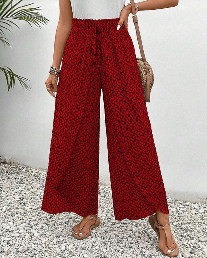 Women's pants with high waist & geometric pattern – Sapphira