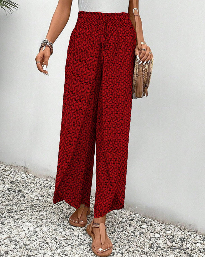 Women's pants with high waist & geometric pattern – Sapphira