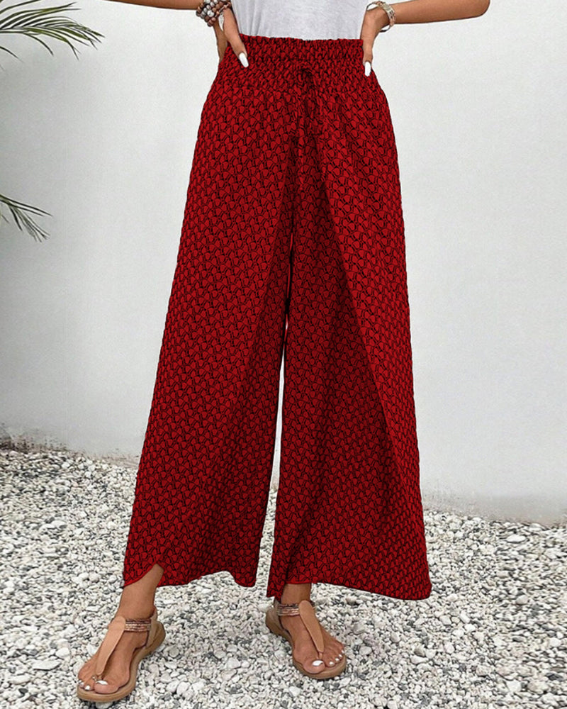 Women's pants with high waist & geometric pattern – Sapphira