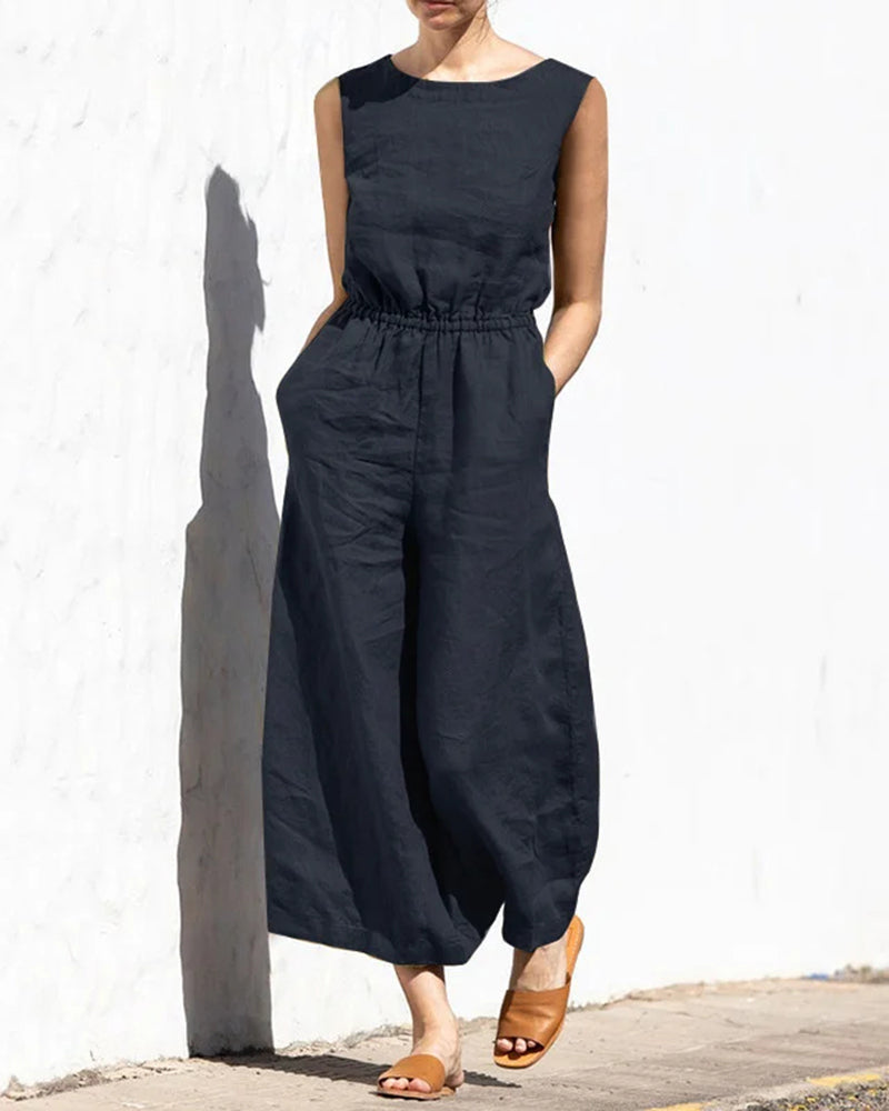 Sleeveless Jumpsuit with Wide Leg – Aurelia