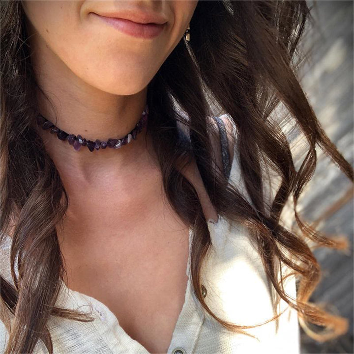 Stylishly Shaped Polished Crystal Necklace - Lina