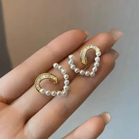 Heart-shaped earrings with pearls and zirconia – Ameline