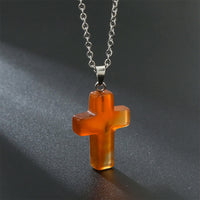 Necklace with Cross made of Natural Gemstones – Seraphina