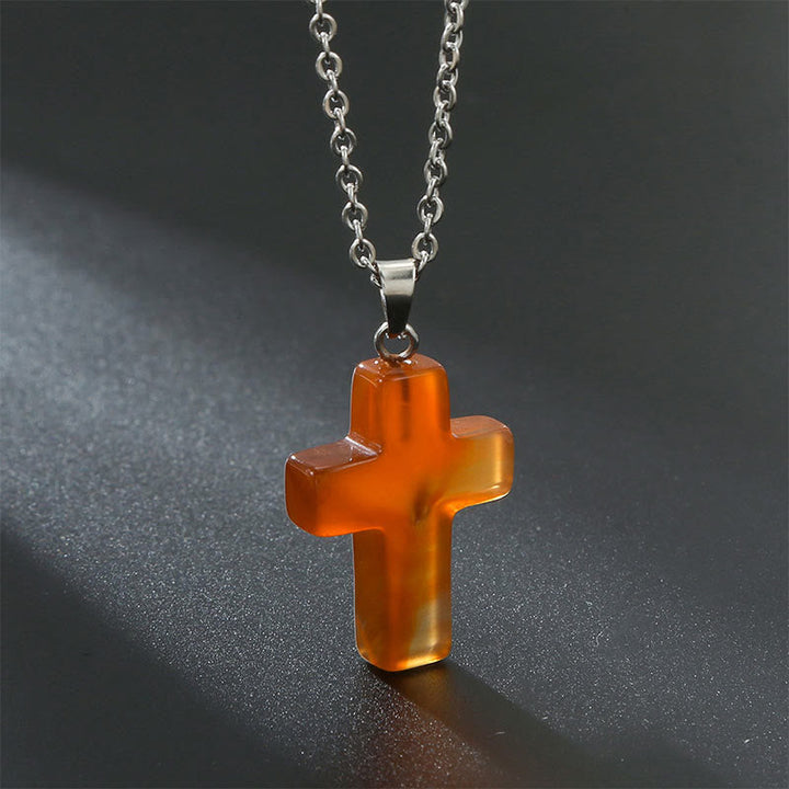 Necklace with Cross made of Natural Gemstones – Seraphina