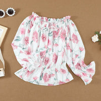 Floral Women's Chiffon Blouse with Ruffle Sleeves – Elvira