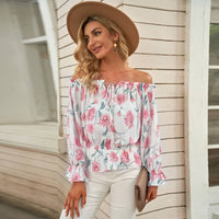 Floral Women's Chiffon Blouse with Ruffle Sleeves – Elvira