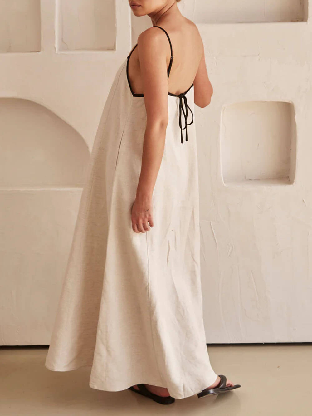 Trendy A-line Strap Dress with Contrast Design for Holidays – Zoey