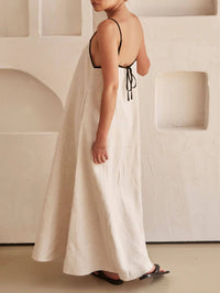 Trendy A-line Strap Dress with Contrast Design for Holidays – Zoey