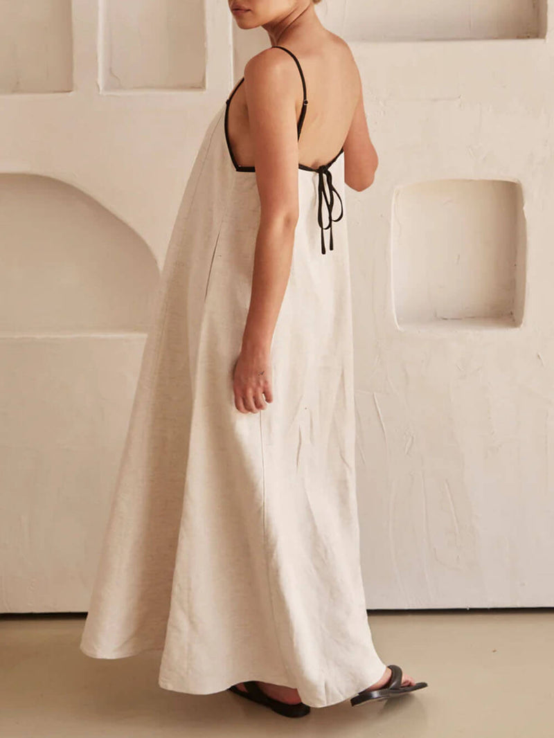 Trendy A-line Strap Dress with Contrast Design for Holidays – Zoey