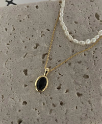 Black Onyx and Pearl Stackable Necklace – Aria