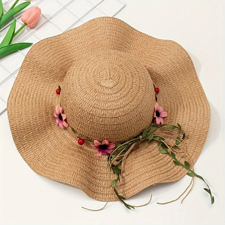 Women's Summer Straw Hat with Flower and Fruit Details – Solène