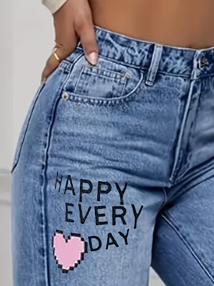 Jeans de mujer con estampado de corazón y grafiti - Lotte
