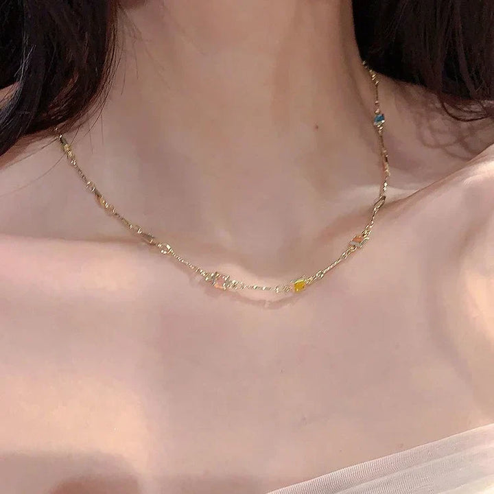 Fine Gold/Silver Chain with Colorful Stones – Ivy