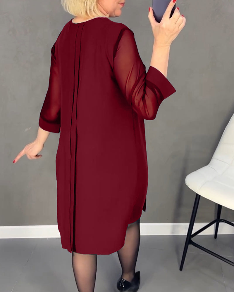 Elegant shift dress with mesh details – Gabrielle