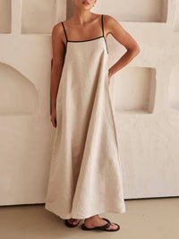 Trendy A-line Strap Dress with Contrast Design for Holidays – Zoey