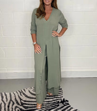 Conjunto de dos piezas para mujer con pantalón ancho – A la moda y aireado – Cosima