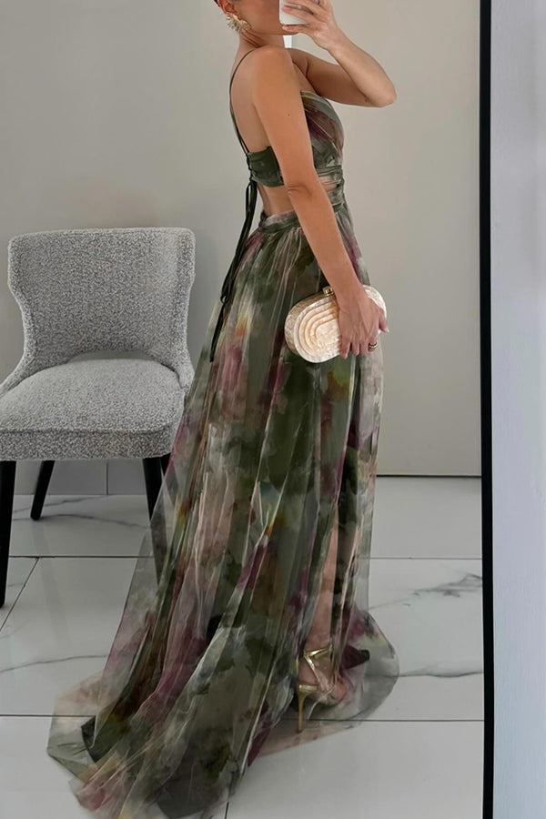 Elegant mesh maxi dress with figure-hugging cut – Camille
