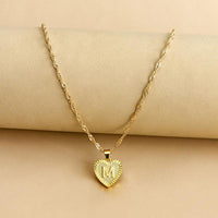 Golden Initial Heart Pendant Necklace - Amara