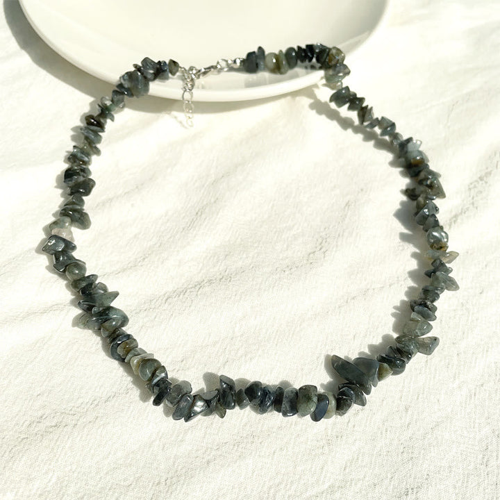 Stylishly Shaped Polished Crystal Necklace - Lina