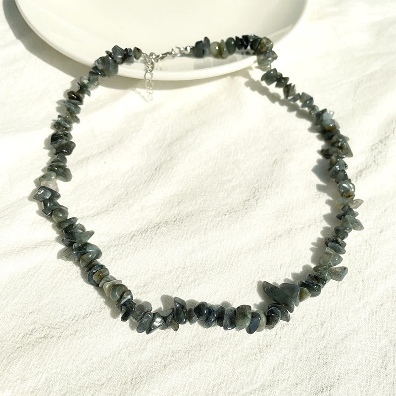 Stylishly Shaped Polished Crystal Necklace - Lina