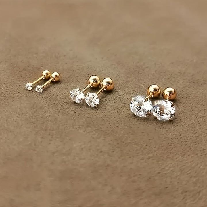 Stylish Cubic Zirconia Stud Earrings made of Titanium Steel - Lumen