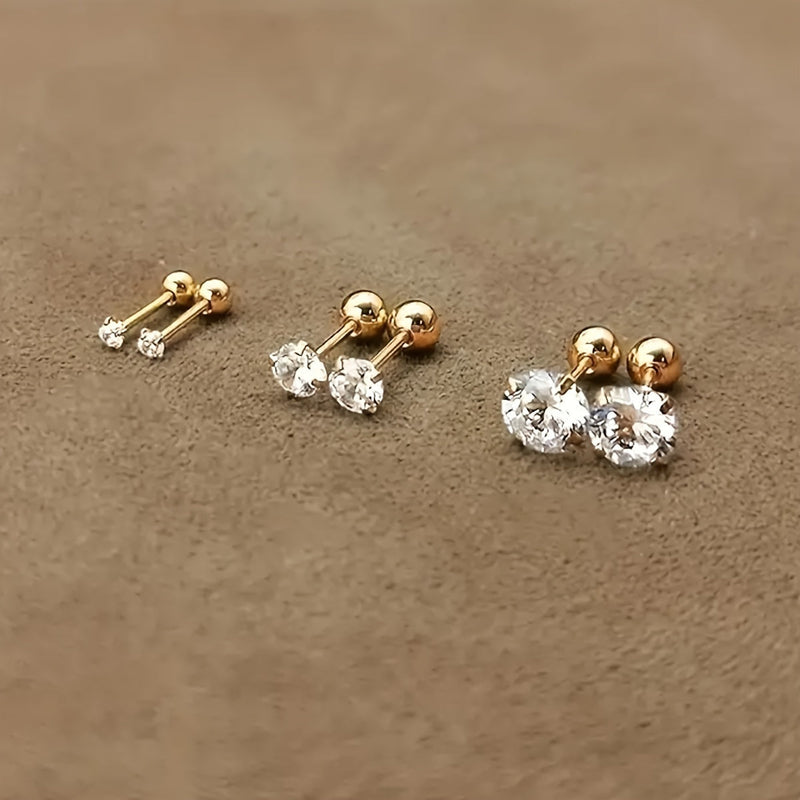Stylish Cubic Zirconia Stud Earrings made of Titanium Steel - Lumen