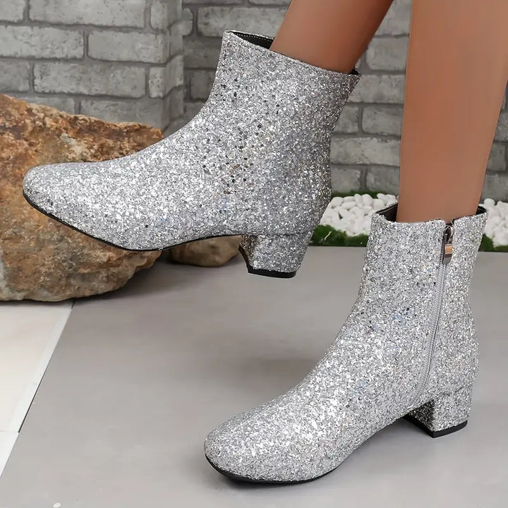 Women's Glitter Ankle Boots with Heel – Raelene