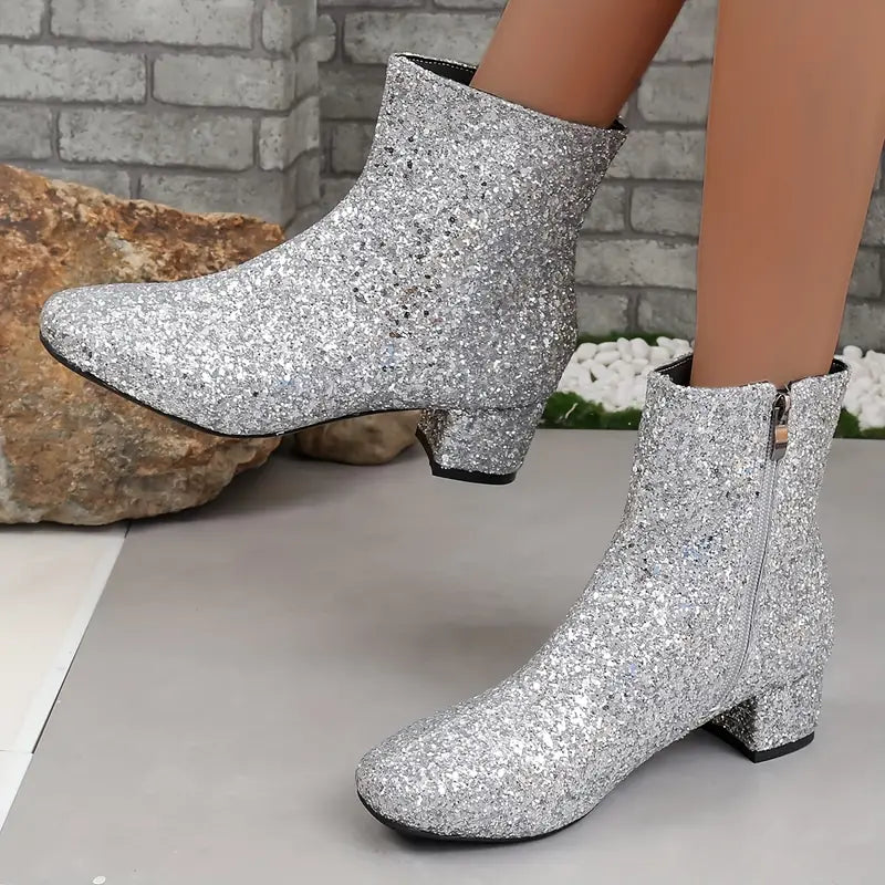 Women's Glitter Ankle Boots with Heel – Raelene