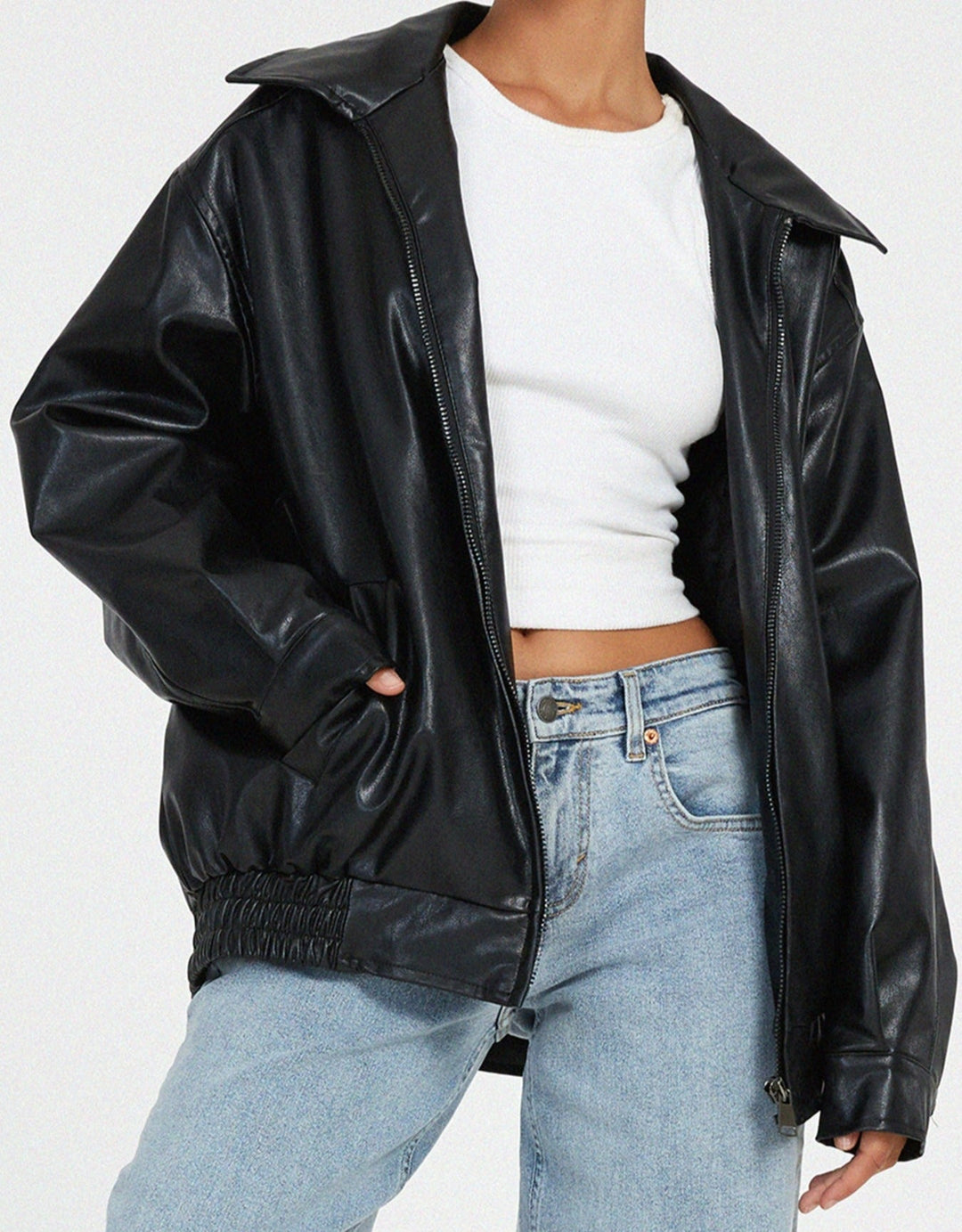 Oversized Los Leren Damesjacke – Yara