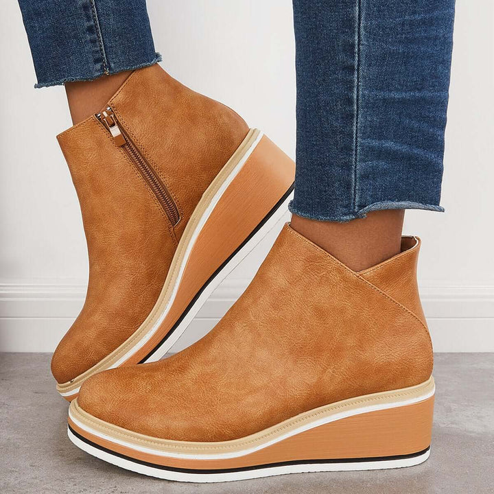 Stylish Autumn Wedge Heel Boots – Mila