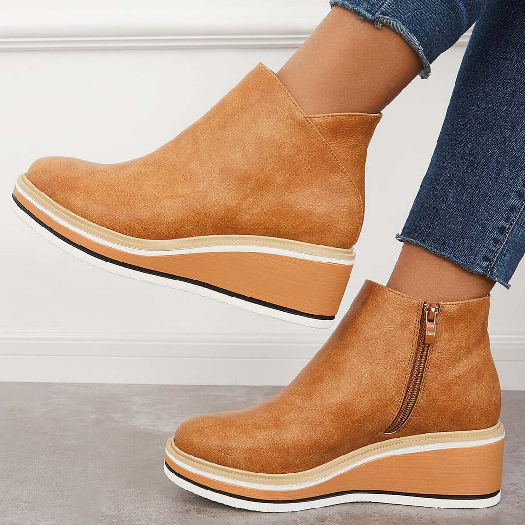 Stylish Autumn Wedge Heel Boots – Mila
