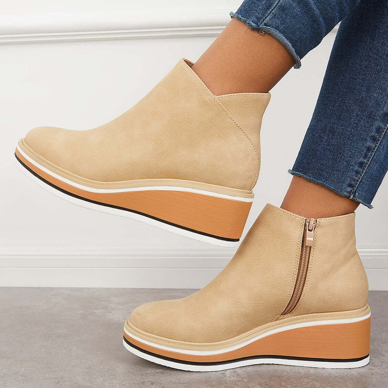 Stylish Autumn Wedge Heel Boots – Mila