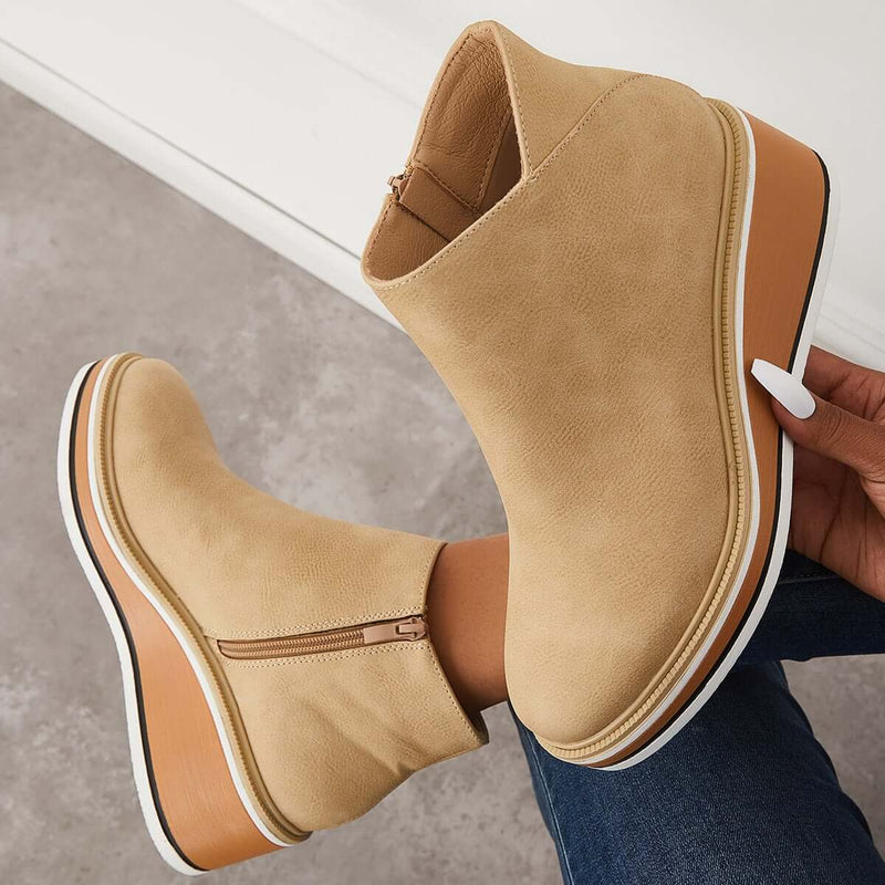 Stylish Autumn Wedge Heel Boots – Mila