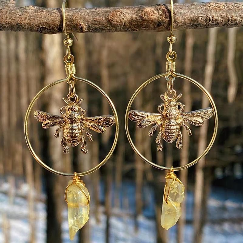 Natural Crystal Moon Star Earrings – Elara