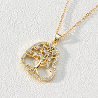 Zirconia Round Hollow Tree of Life Pendant – Necklace – Luna