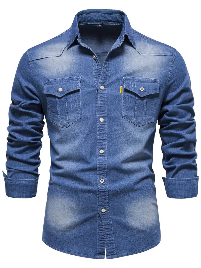 Elastic Cotton Denim Shirt - Logan