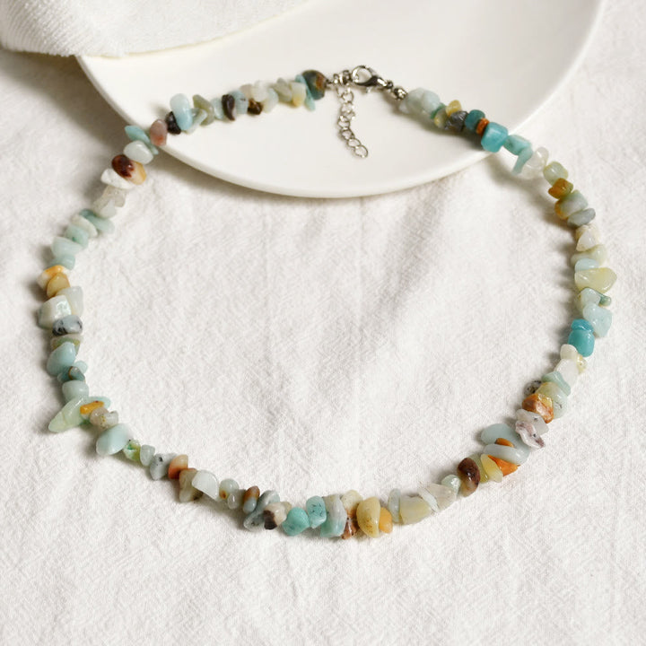 Stylishly Shaped Polished Crystal Necklace - Lina