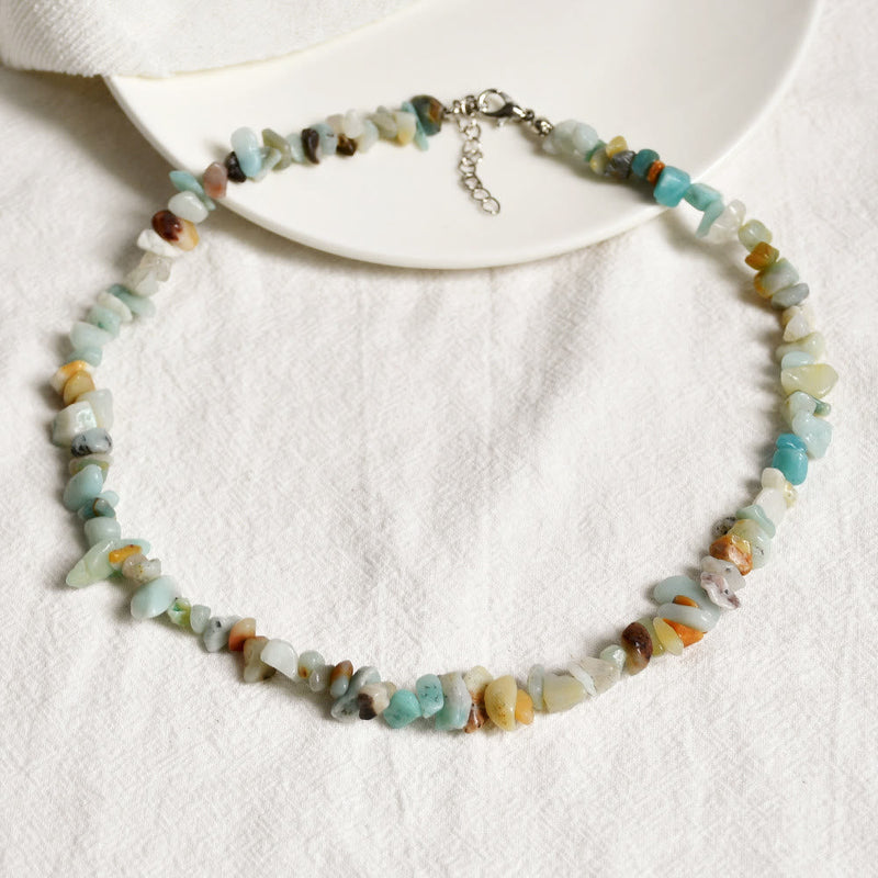 Stylishly Shaped Polished Crystal Necklace - Lina