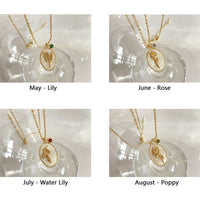 Birthstone and Birth Flower Necklace – Aurora