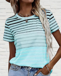 Camiseta de mujer a rayas con cuello redondo y degradado – Melia
