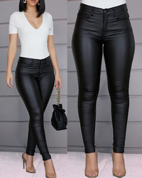 Leather stretch pants with high waist – Raffaela