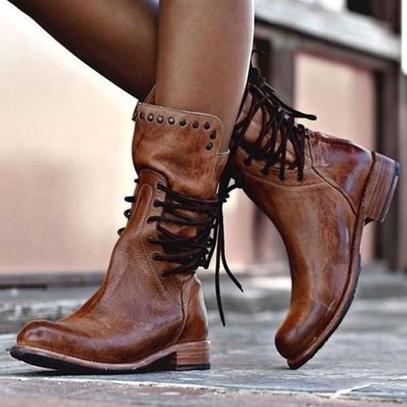 Brown Women's Leather Lace-up Boots – Freya