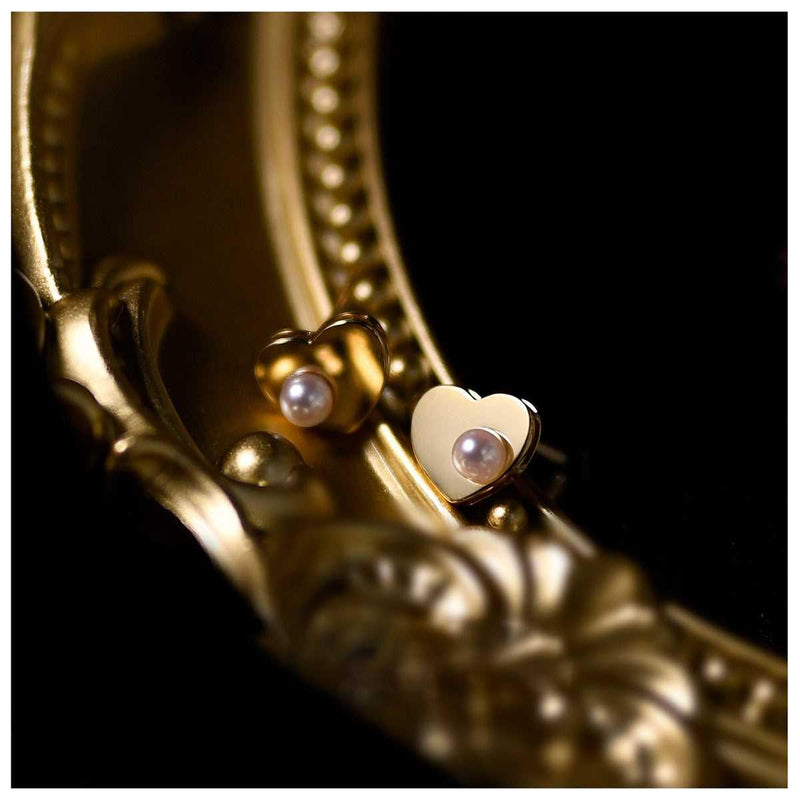 Heart Bead Stud Earrings - Amelie
