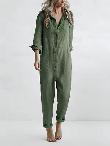 Casual Women's One-Piece with Button Placket – Amira