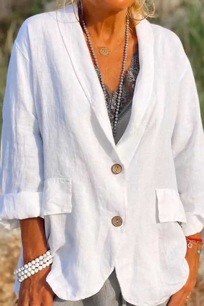 Blazer ligero de lino para mujer con botones – Clara