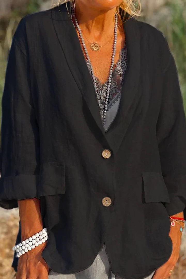 Blazer ligero de lino para mujer con botones – Clara